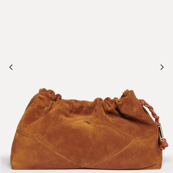 ba&sh Tan Suede Ruched Crossbody Bag - Picture 3 of 5